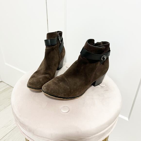 Coach Brown Patricia Suede Ankle Booties Size 8 - Picture 1 of 8